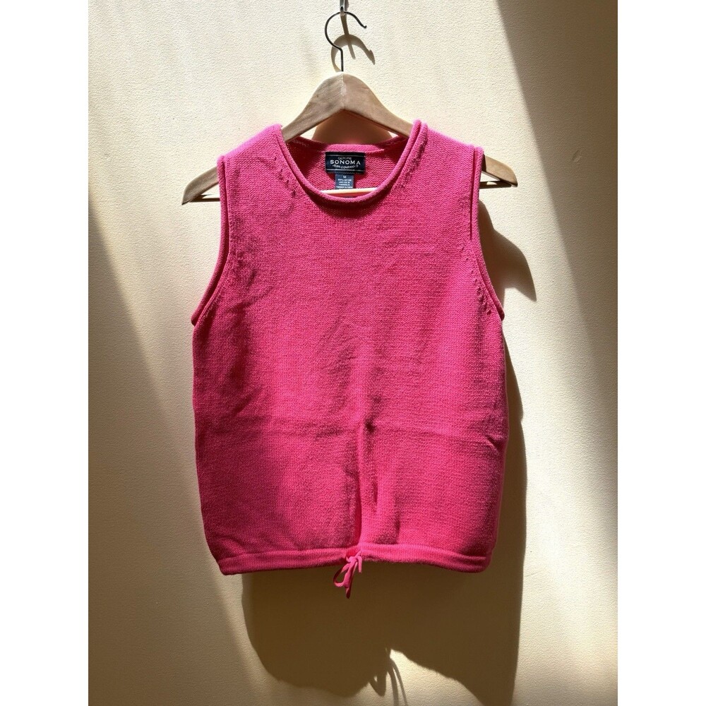 Vintage Sonoma Medium Pink Cotton Sleeveless Sweater Knit Top